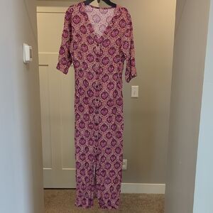 Purple and Pink Patterned Jumpsuit